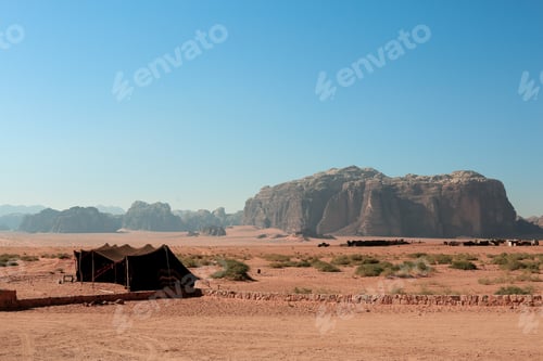 Preview: Breathtaking view of Wadi Rum Desert featuring rugged mountains