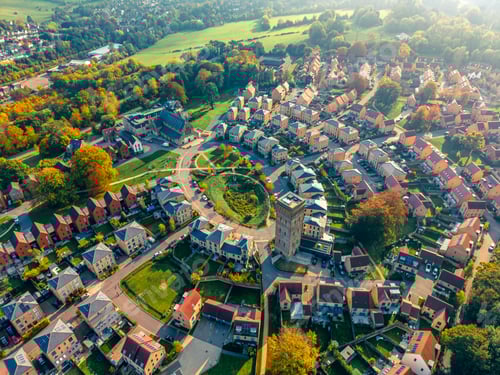 Preview: Aerial drone view of the Cane Hill area in Coulsdon, UK
