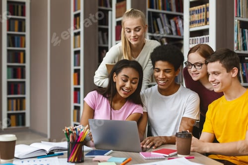 Preview: Group of college students checking on new project