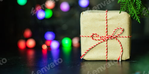 Preview: Christmas Background Gift And Decorations New Year Holiday Family Tradition Top View Copy Space