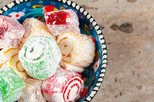 Preview: Delicious Colorful Turkish Delights. close up. creative photo