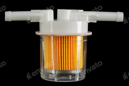 Preview: Car fuel filter, isolated on black background