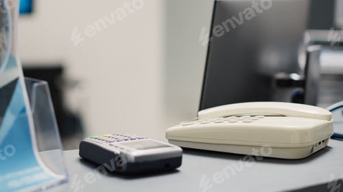 Preview: Empty front desk with landline phone