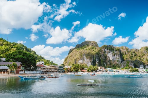 Preview: Morning in the harbor fishing village El Nido on Palawan, Philippines