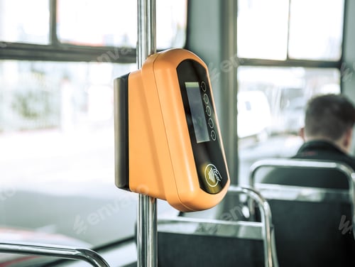 Preview: Automatic contactless payment for public transport, close-up.