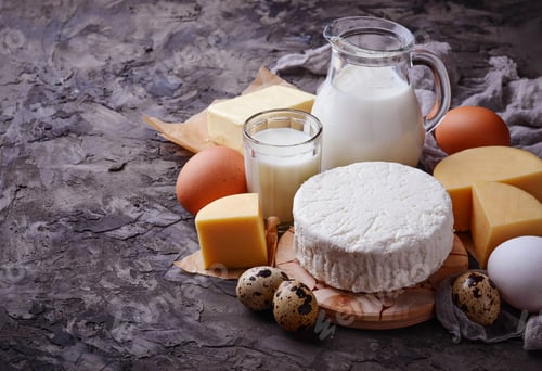 Preview: Milk, cottage cheese, sour cream, butter, eggs