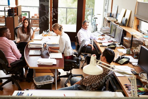 Preview: Interior Of Busy Architect's Office With Staff Working