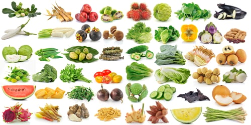 Preview: set of fruit and vegetable on white background