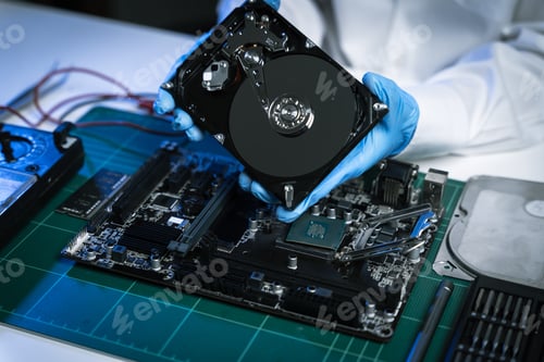 Preview: killed hands repairing electronic devices with precision. technology repair,