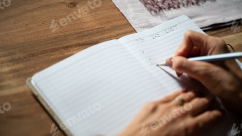 Preview: Woman writing a To do list in notebook