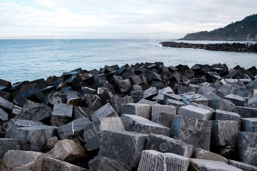 Preview: Granite blocks to act as breakwaters.