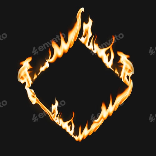 Preview: Flame frame, square shape, realistic burning fire