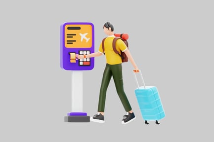 Preview: Cartoon traveler ticket kiosk design