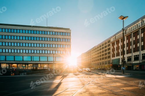 Preview: Helsinki, Finland. View Of Siltasaarenkatu Street. Moving Cars I
