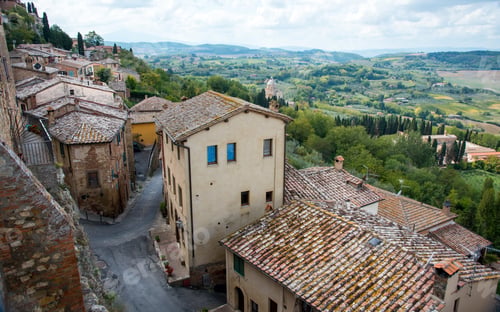Preview: Landscape of Tuscany from the walls of Montepulciano hill town, Italy Europe