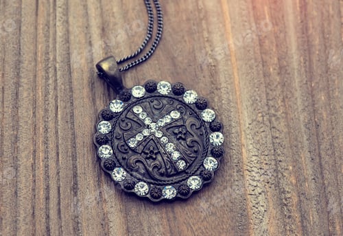 Preview: Cross Pendant On Wood Background