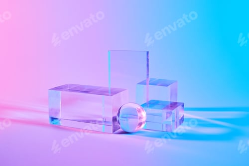 Preview: Product background podium glass display background, Transparent glass product display background