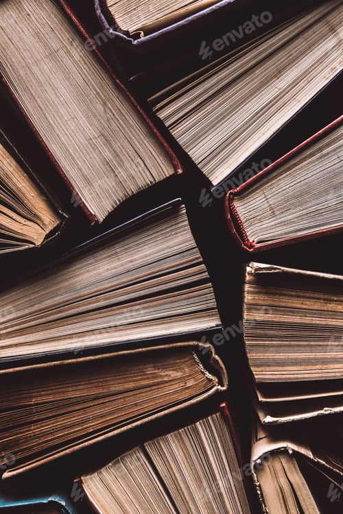 Preview: Old and used books. Knowledge and success in our careers, business and personal lives