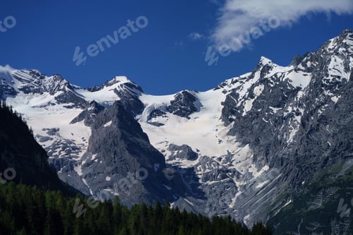 Preview: Mountain landscape along the road to Stelvio pass at summer