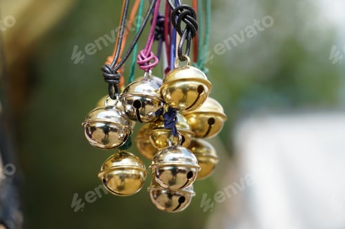 Preview: Closeup shot of many hanging sleighbells