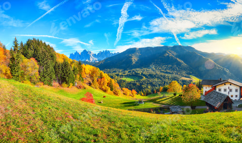 Preview: Marvelous autumn scene of magnificent Santa Maddalena village in Dolomites