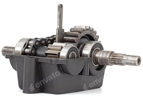 Preview: Gear reducer with chain drive, isolated on white background