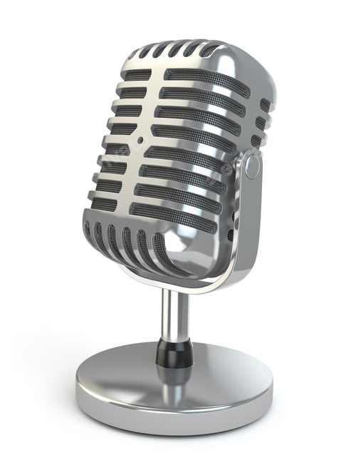 Preview: Vintage microphone on a white isolated background.