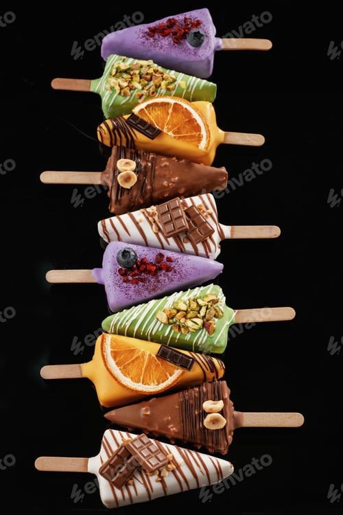 Preview: Organized on the surface. Tasty cheesecakes on the black background