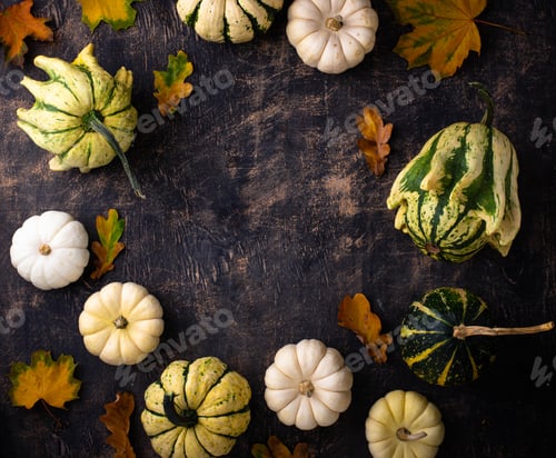 Preview: Autumn fall background with pumpkins