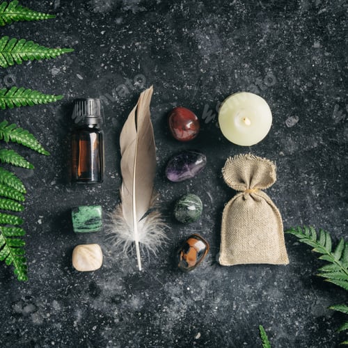 Preview: Aromatherapy and Healing Stones on Dark Surface