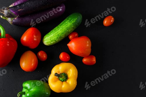 Preview: Fresh Vegetables On Black Background