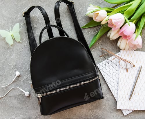 Preview: Black leather backpack