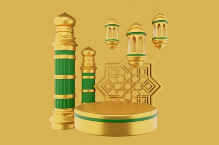 Preview: Golden Lanterns and Pillars on a Gold Platform