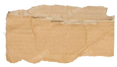 Preview: Piece of brown cardboard with torn edges on isolated background