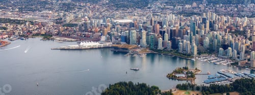 Preview: Coal Harbour, Port and Modern Downtown City. Aerial View. Vancouver, BC, Canada