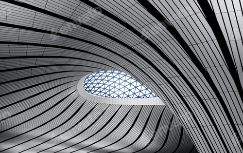 Preview: Modern architectural structure with geometric and curvilinear pattern