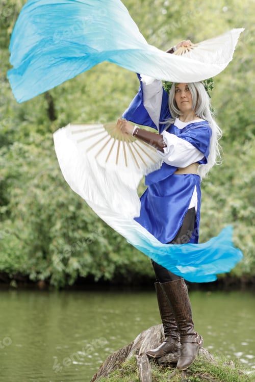 Preview: ethno dance with ribbons. Dancer