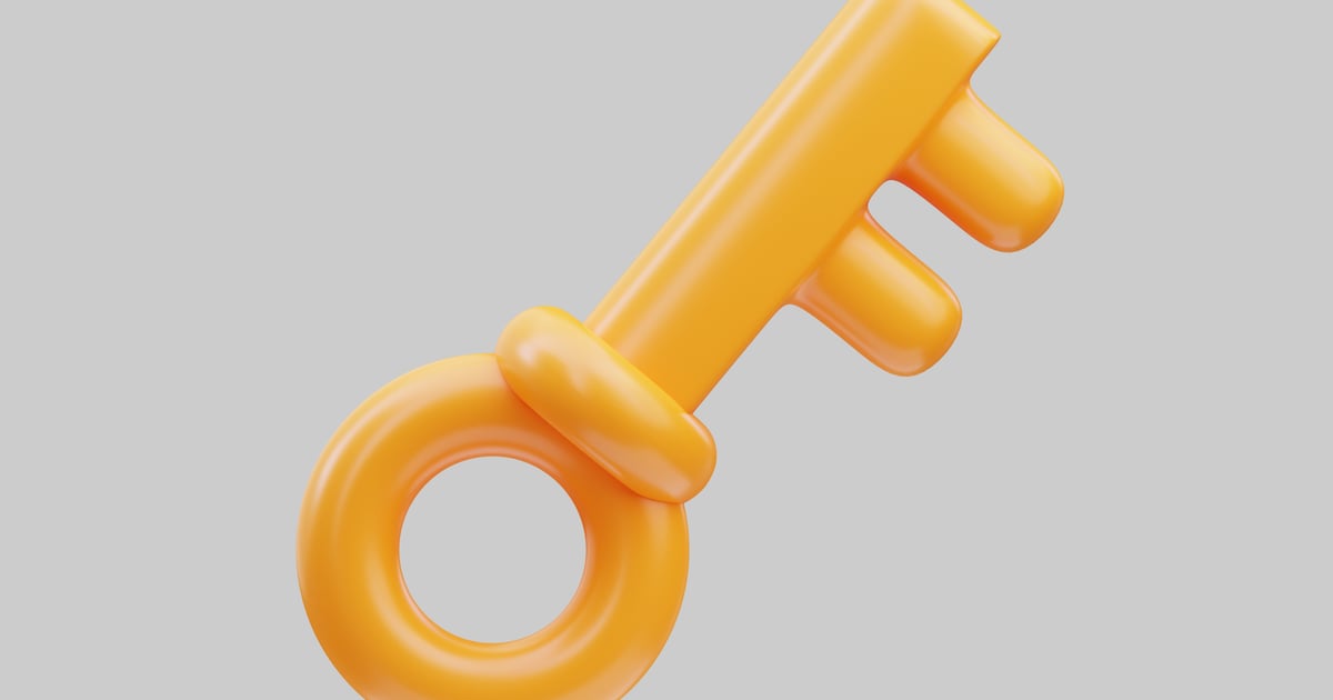 Curved key with loop 3D, Incl. access & entry - Envato