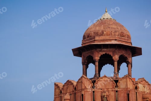 Preview: A beautiful view of the red fort with a blue sky in the background