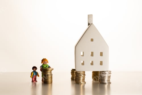 Preview: Miniature figure building tower of money coins