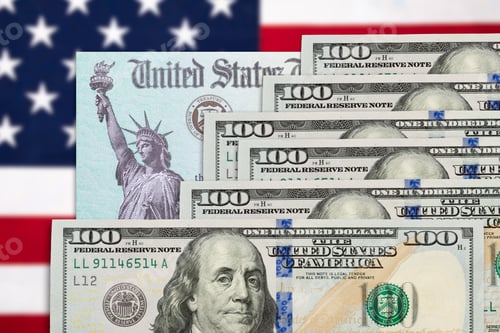 Preview: One Hundred Dollar Bills with American Flag