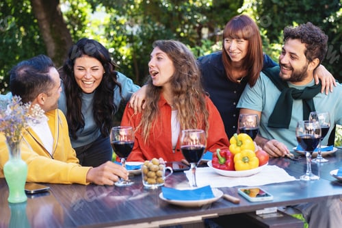 Preview: Joyful Friends Sharing a Meal Outdoors