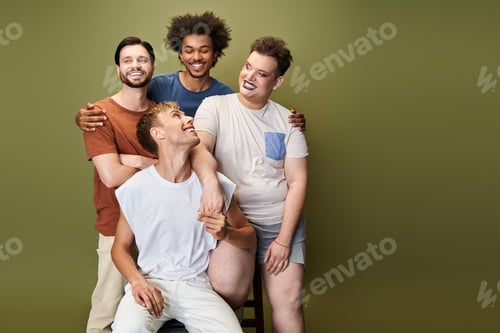 Preview: Four friends celebrate pride and diversity with vibrant joy in an inviting and colorful setting