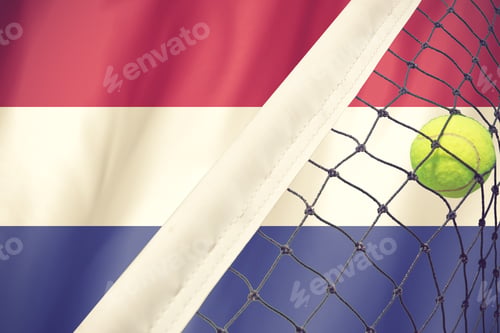 Preview: Netherlands Flag And Tennis Ball On Vintage Color