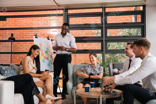 Preview: mature caucasian ceo businessman leader with diverse coworkers team executive managers group meeting
