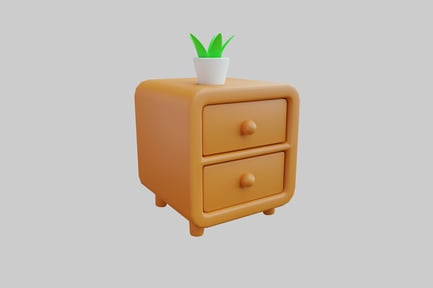Preview: Retro style bedside table with plant