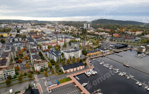 Preview: Aerial drone scenery of Kuopio city in Eastern finland. Norrthern Savonia