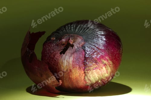 Preview: red onion on colorful background