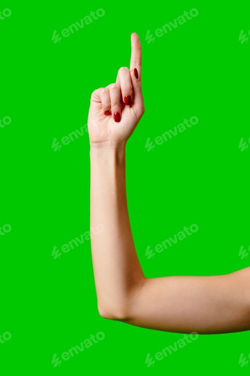 Preview: Womans Arm Hand Sign Raised in the Air