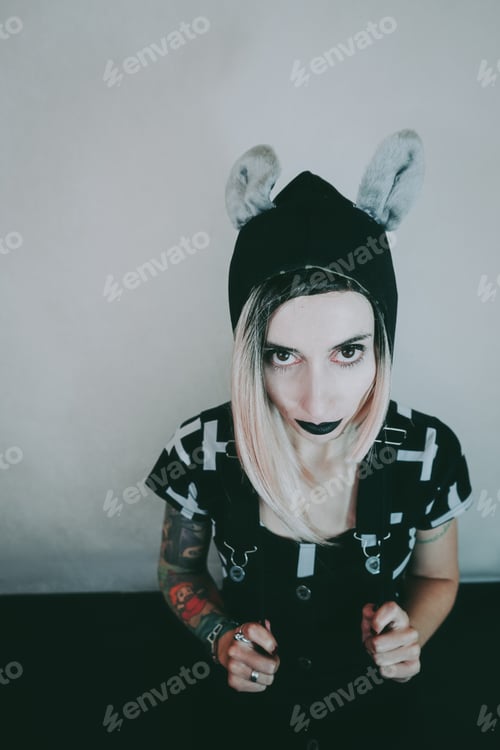 Preview: Gothic style portrait of a young woman with cool style